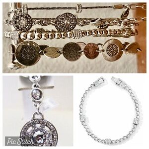 Lot of four Brighton silver crystal bracelets.